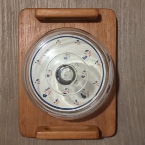 Vintage Goodwood Floral Cheese Teak Tray